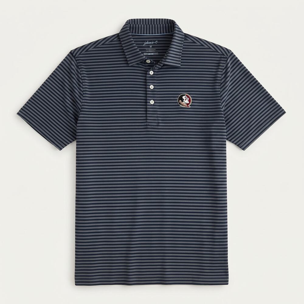johnnie-O Mens M Preppy Golf Dadcore Striped Florida State Seminoles Polo Shirt